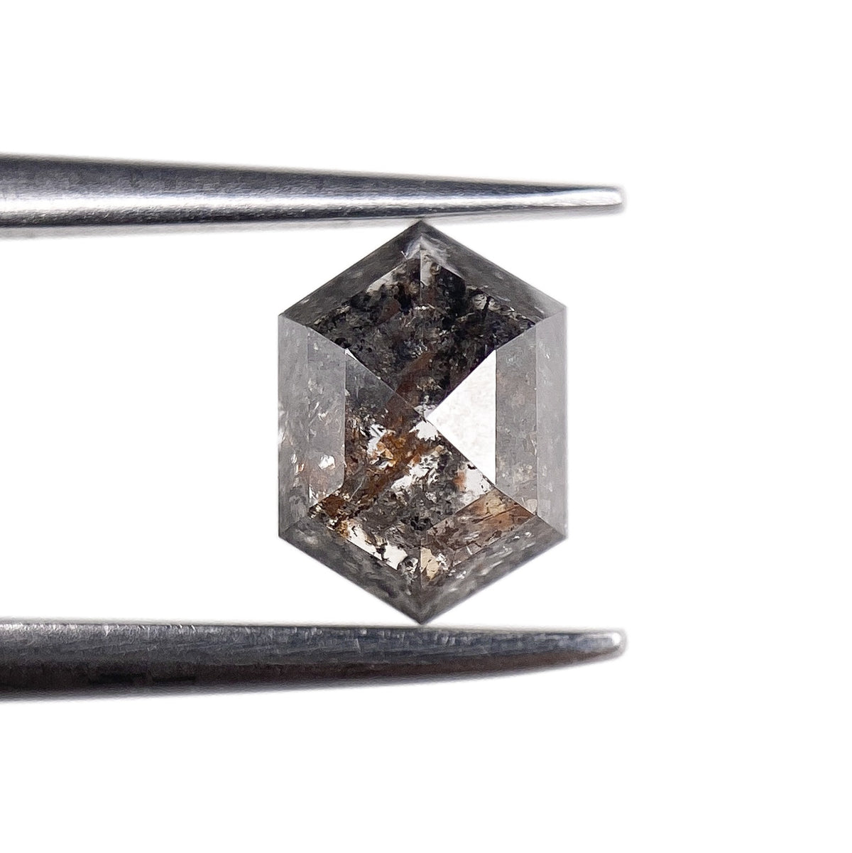 0.96ct | Salt & Pepper Hexagon Shape Rose Cut Diamond - Modern Rustic Diamond