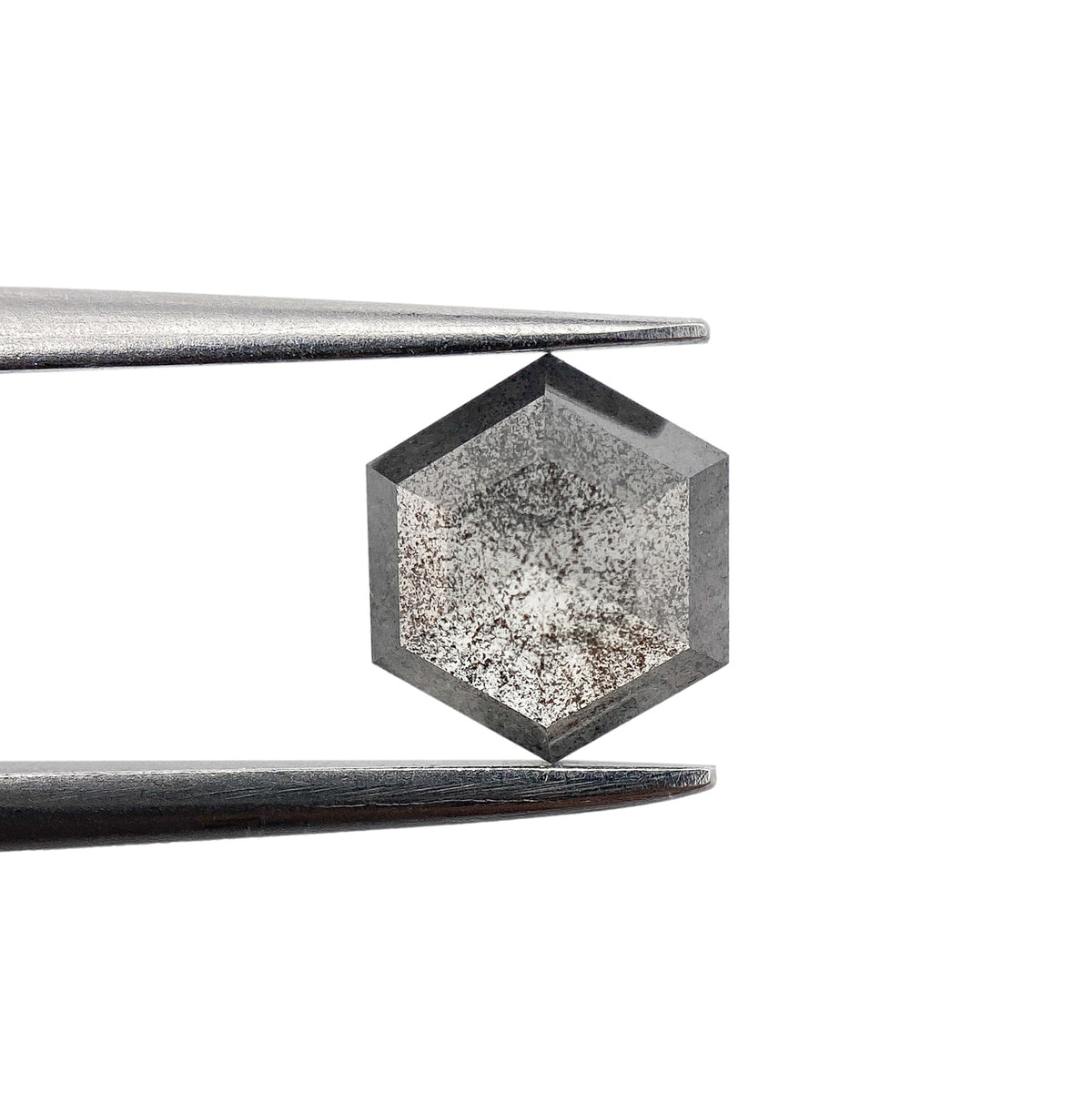 0.96ct | Salt & Pepper Hexagon Shape Rose Cut Diamond - Modern Rustic Diamond
