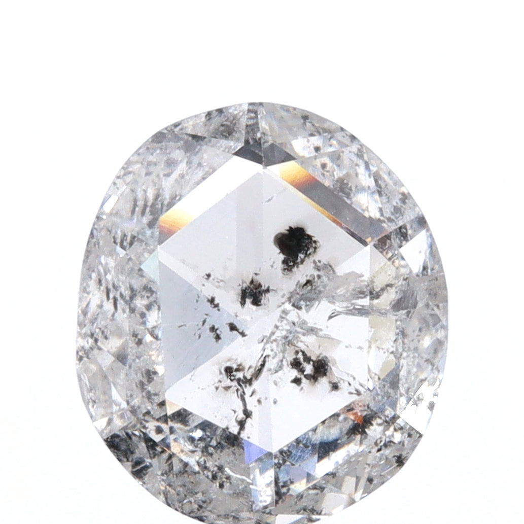 0.96ct | Salt & Pepper Oval Shape Rose Cut Diamond - Modern Rustic Diamond
