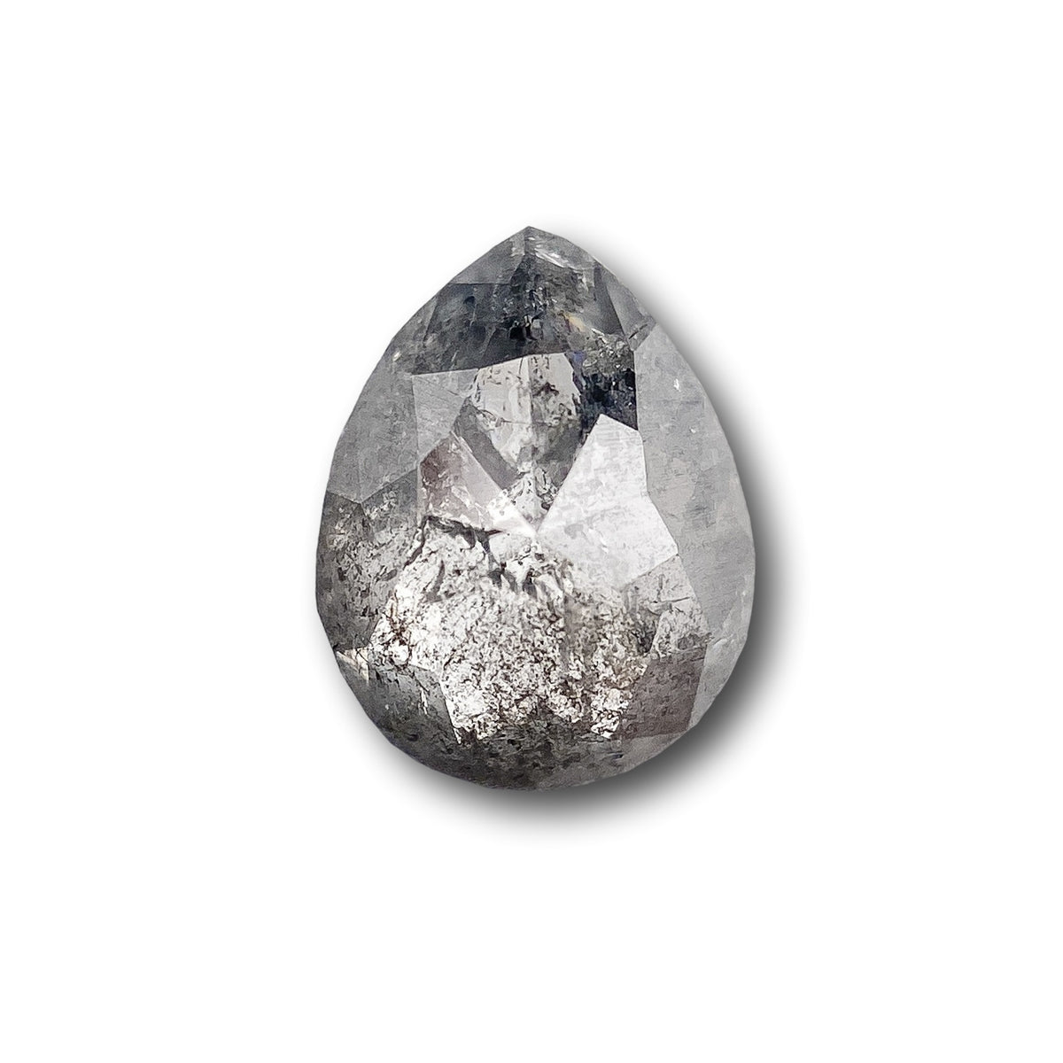 0.96ct | Salt & Pepper Pear Shape Rose Cut Diamond - Modern Rustic Diamond