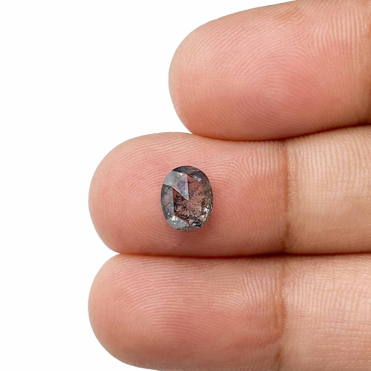 0.97ct | Salt & Pepper Oval Shape Rose Cut Diamond - Modern Rustic Diamond