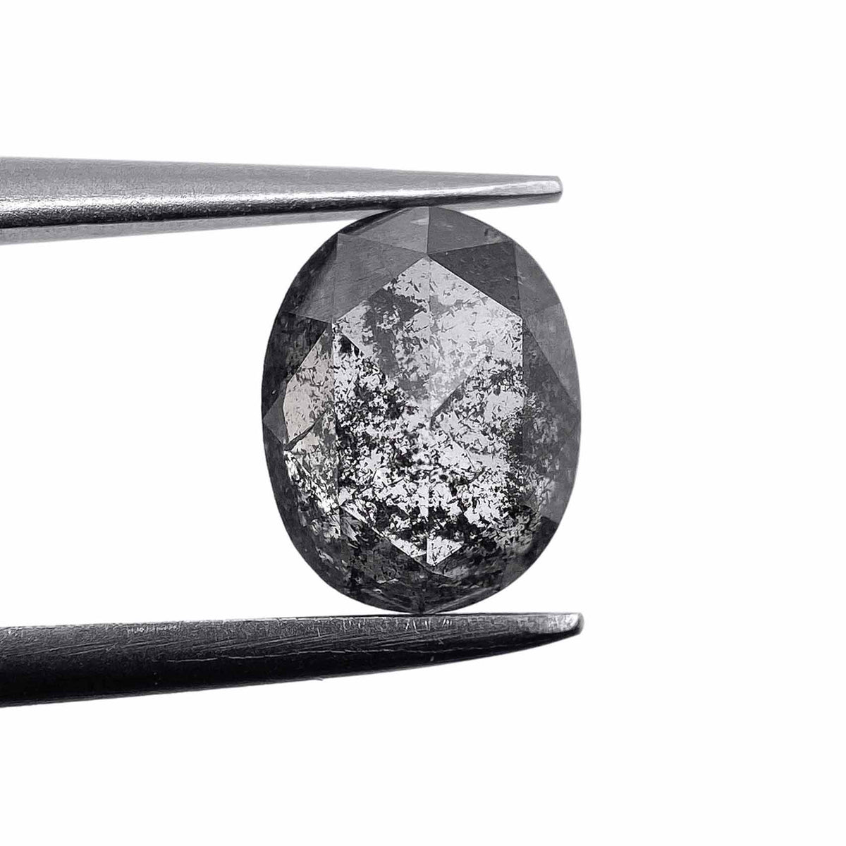 0.97ct | Salt & Pepper Oval Shape Rose Cut Diamond - Modern Rustic Diamond
