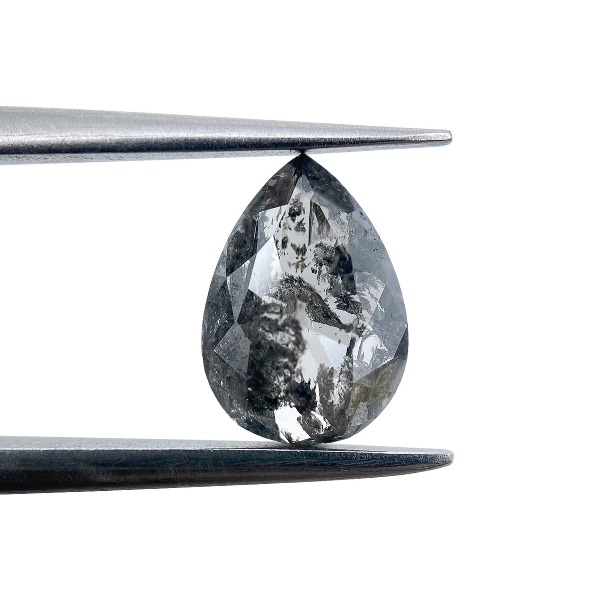 0.97ct | Salt & Pepper Pear Shape Rose Cut Diamond - Modern Rustic Diamond