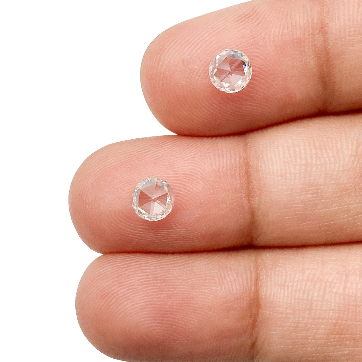0.97cttw | G VS2-SI1 Round Shape Rose Cut Diamond Matched Pair - Modern Rustic Diamond