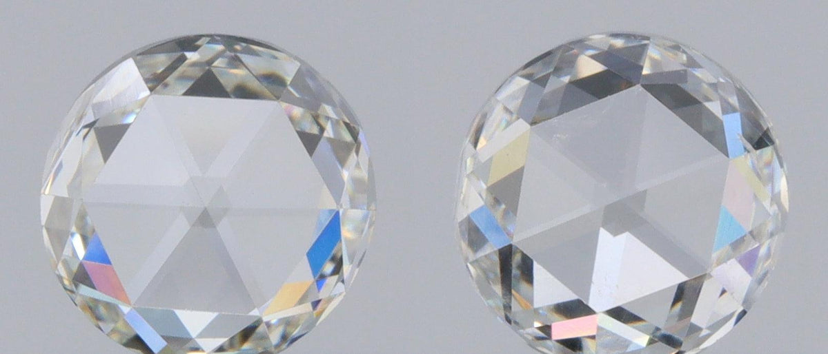 0.97cttw | G VS2-SI1 Round Shape Rose Cut Diamond Matched Pair - Modern Rustic Diamond