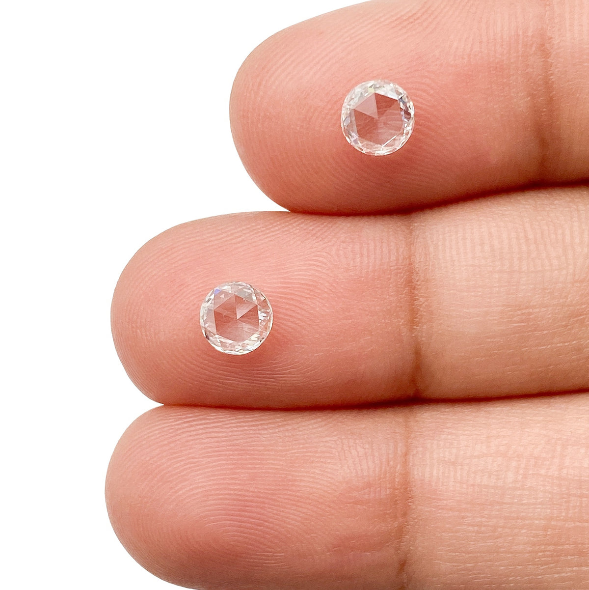 0.97cttw | H VS2-SI1 Round Shape Rose Cut Diamond Matched Pair - Modern Rustic Diamond