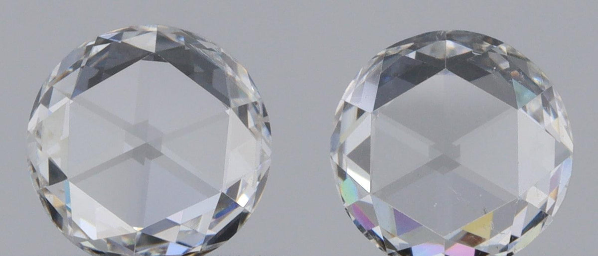 0.97cttw | H VS2-SI1 Round Shape Rose Cut Diamond Matched Pair - Modern Rustic Diamond