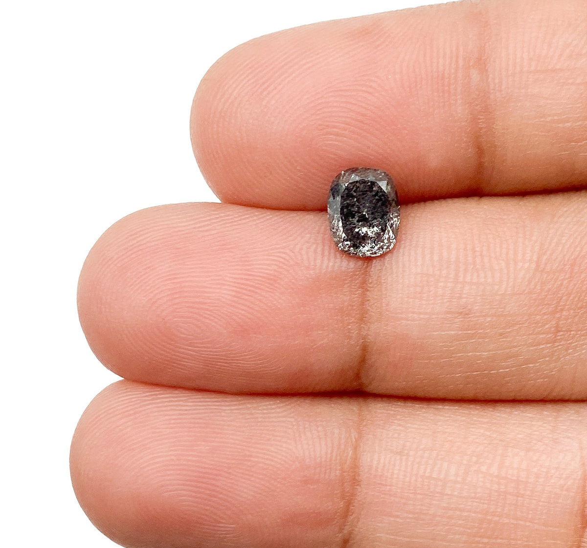 0.98ct | Salt & Pepper Cushion Shape Brilliant Cut Diamond - Modern Rustic Diamond