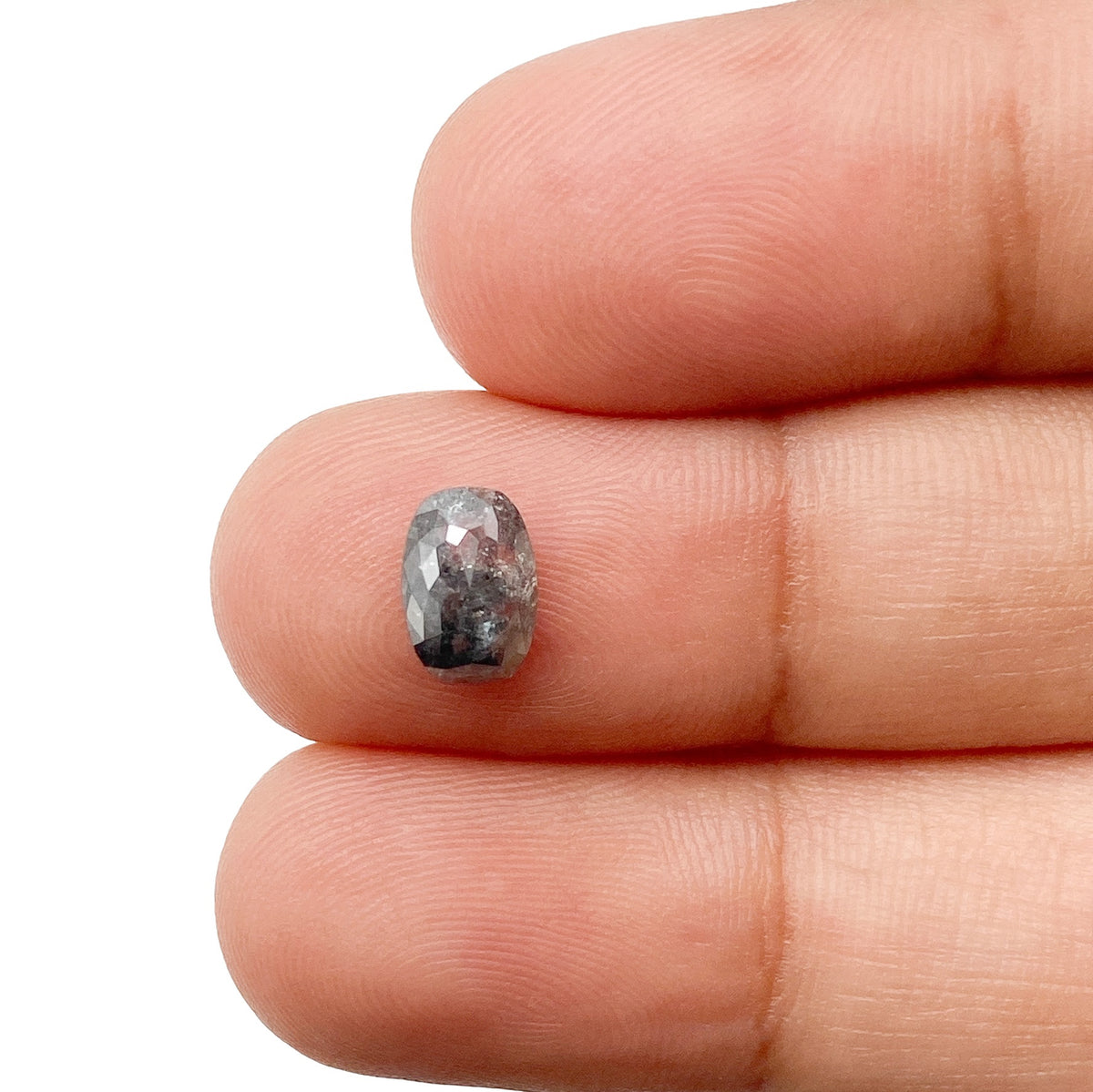 0.98ct | Salt & Pepper Cushion Shape Rose Cut Diamond - Modern Rustic Diamond
