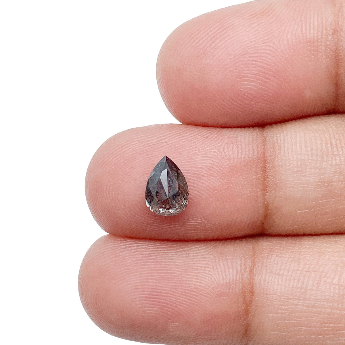0.98ct | Salt & Pepper Pear Shape Rose Cut Diamond - Modern Rustic Diamond