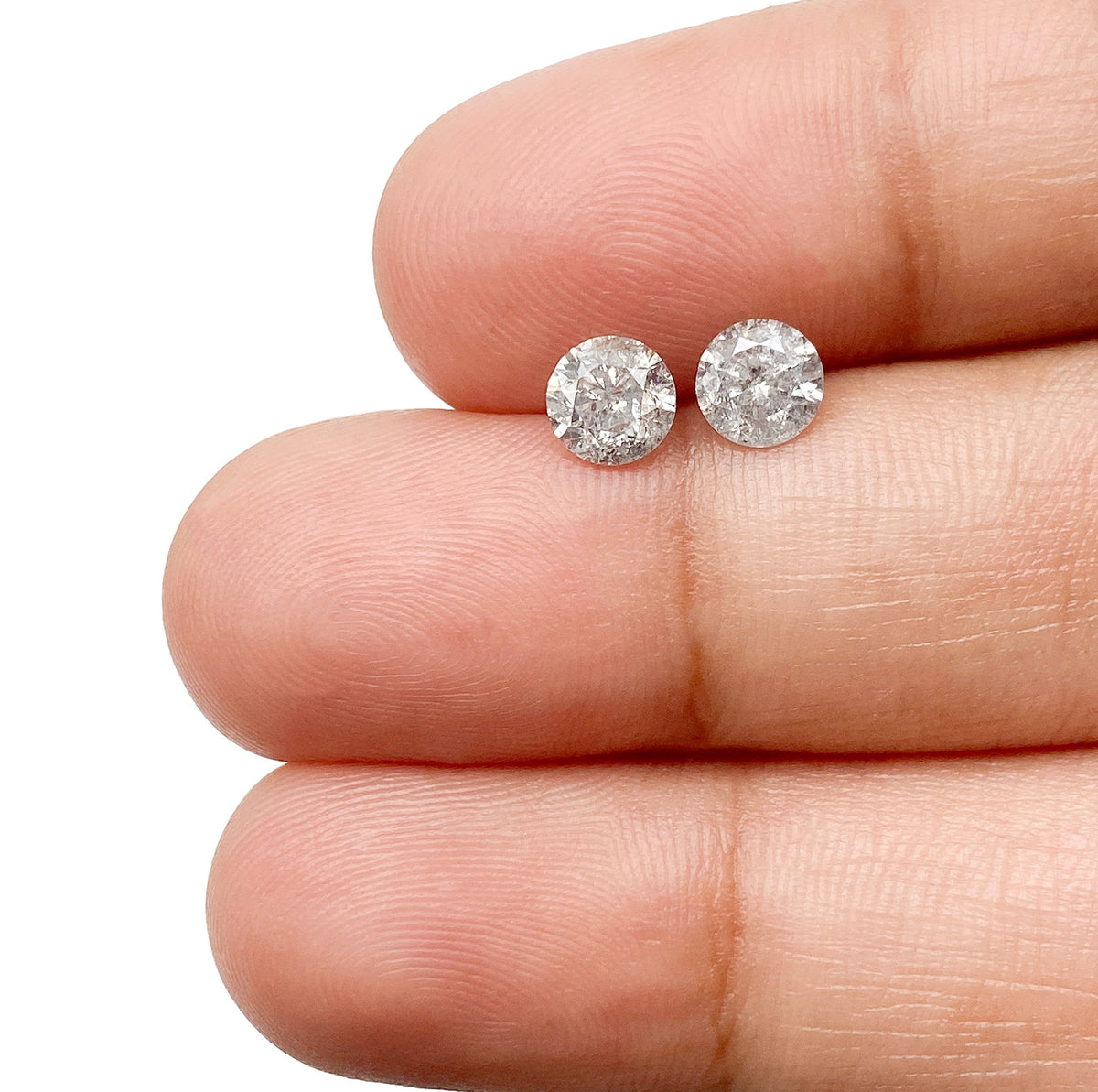0.98cttw | Rustic Round Shape Rose Cut Diamond Matched Pair - Modern Rustic Diamond