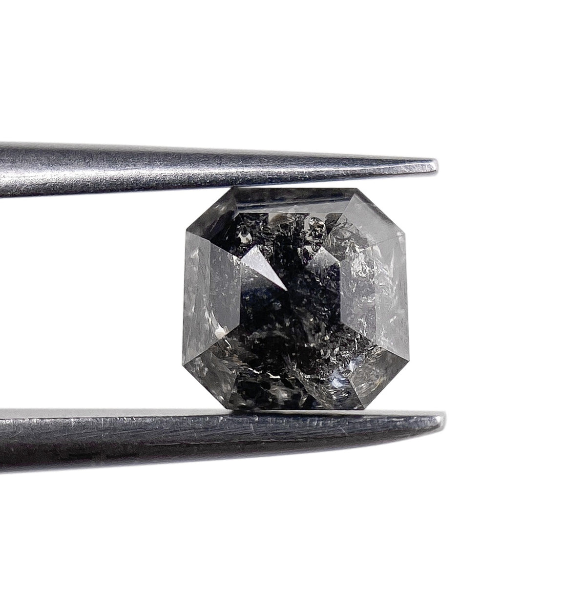 0.99ct | Salt & Pepper Emerald Shape Brilliant Cut Diamond - Modern Rustic Diamond
