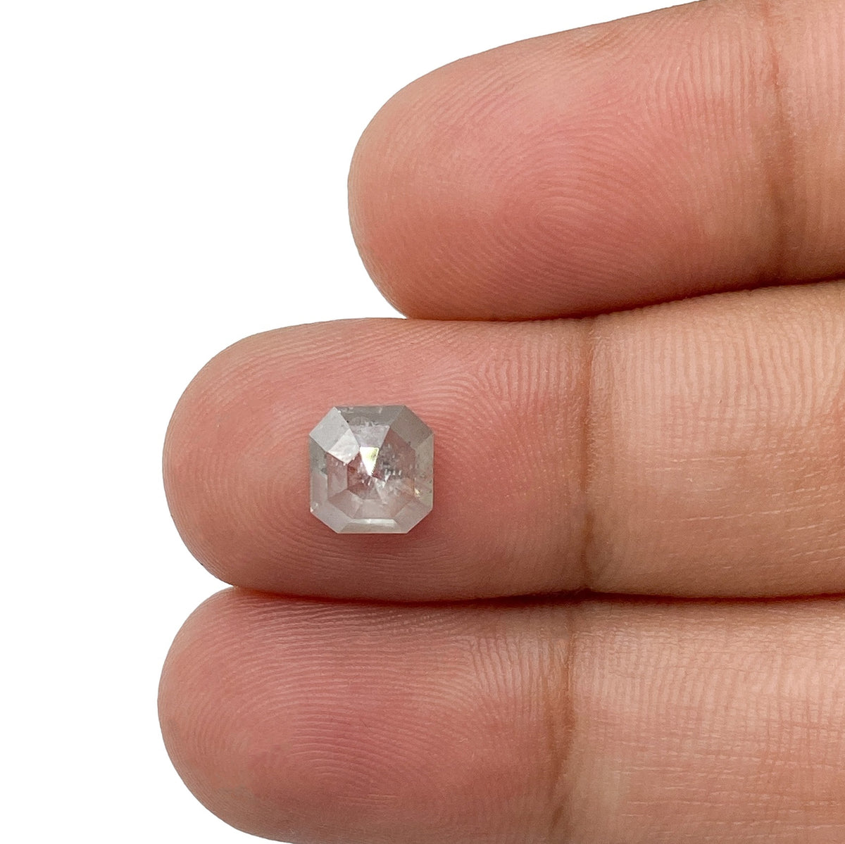 0.99ct | Salt & Pepper Emerald Shape Rose Cut Diamond - Modern Rustic Diamond