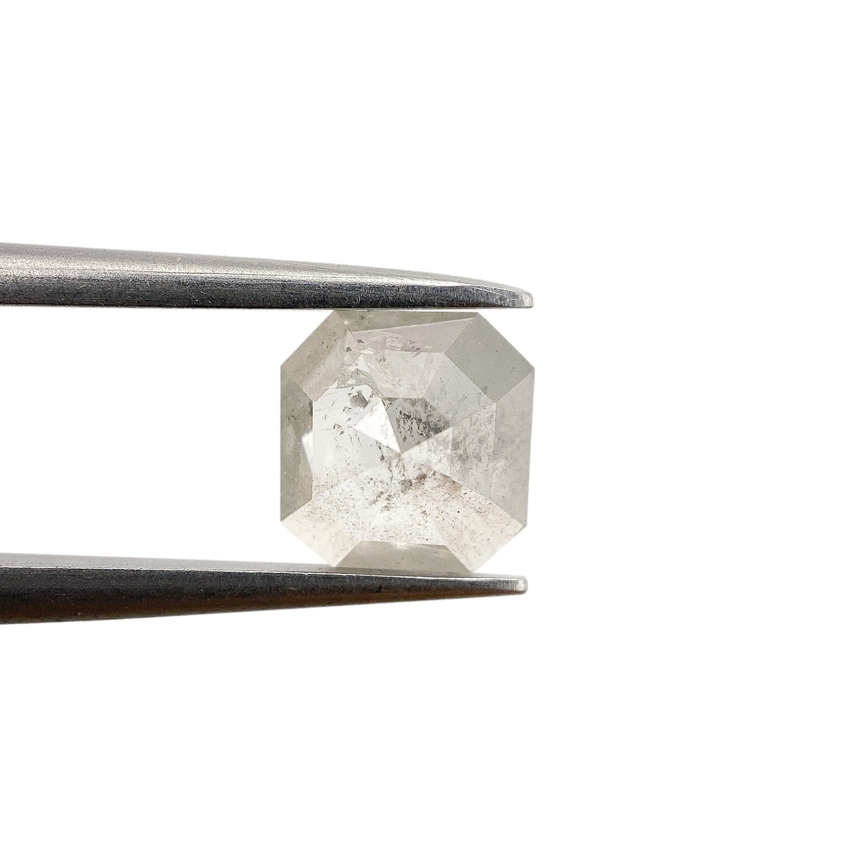 0.99ct | Salt & Pepper Emerald Shape Rose Cut Diamond - Modern Rustic Diamond