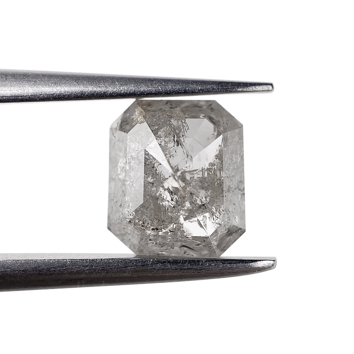 0.99ct | Salt & Pepper Emerald Shape Rose Cut Diamond - Modern Rustic Diamond