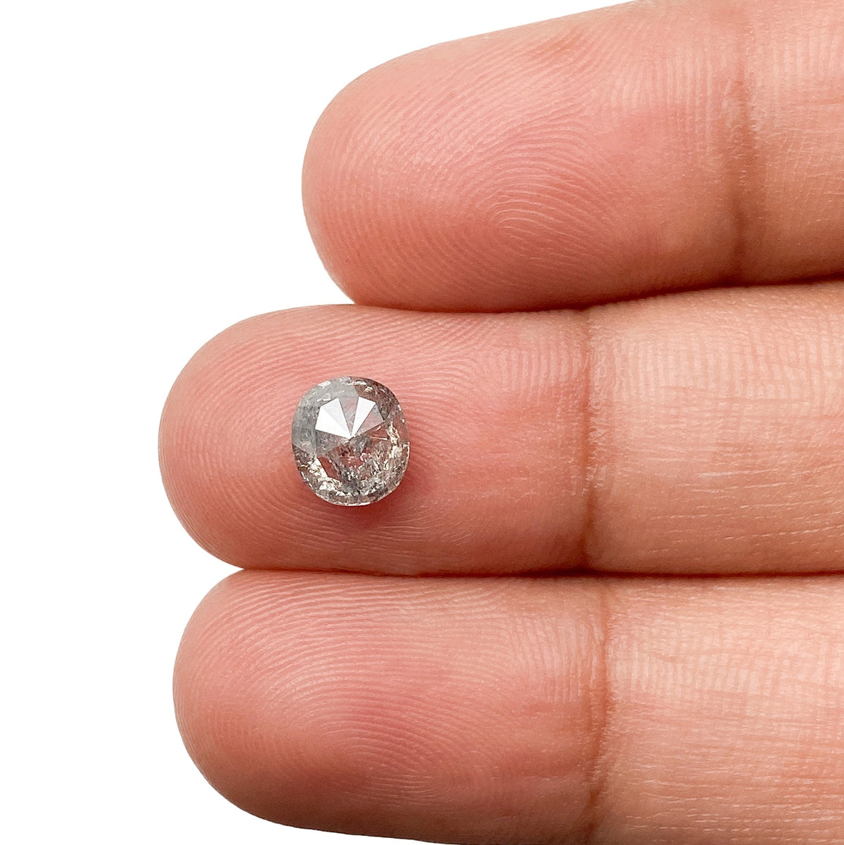 0.99ct | Salt & Pepper Oval Shape Rose Cut Diamond - Modern Rustic Diamond