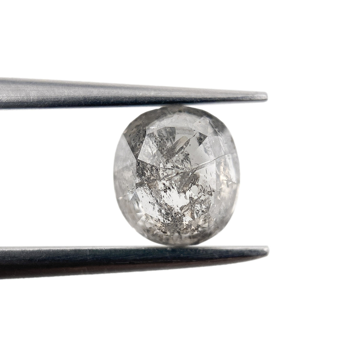 0.99ct | Salt & Pepper Oval Shape Rose Cut Diamond - Modern Rustic Diamond