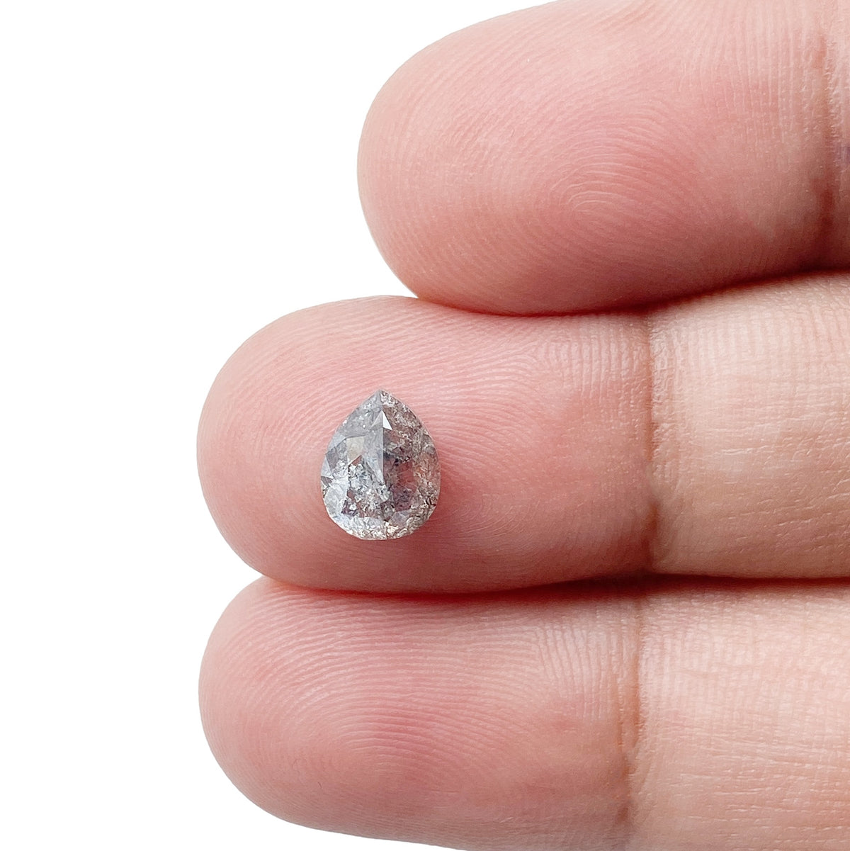 0.99ct | Salt & Pepper Pear Shape Rose Cut Diamond - Modern Rustic Diamond