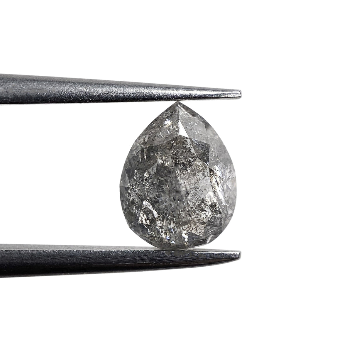 0.99ct | Salt & Pepper Pear Shape Rose Cut Diamond - Modern Rustic Diamond
