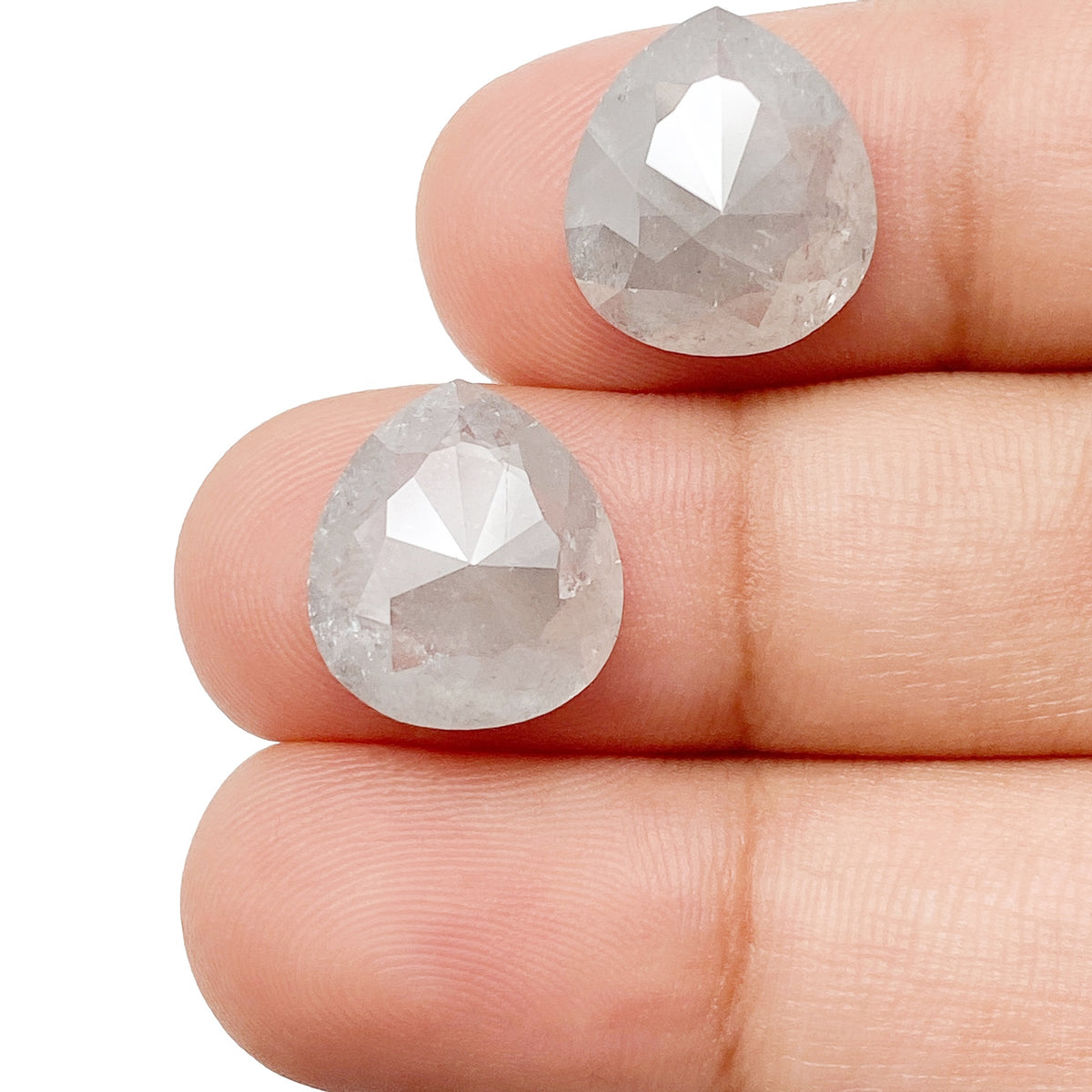 11.33cttw | Rustic  Pear Shape Rose Cut Diamond Matched Pair - Modern Rustic Diamond