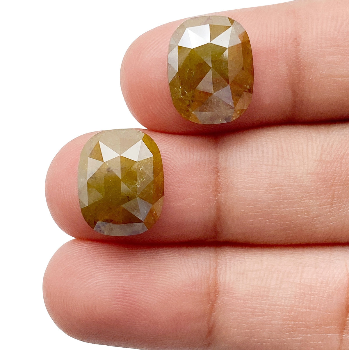 11.37cttw | Rustic  Cushion Shape Rose Cut Diamond Matched Pair - Modern Rustic Diamond