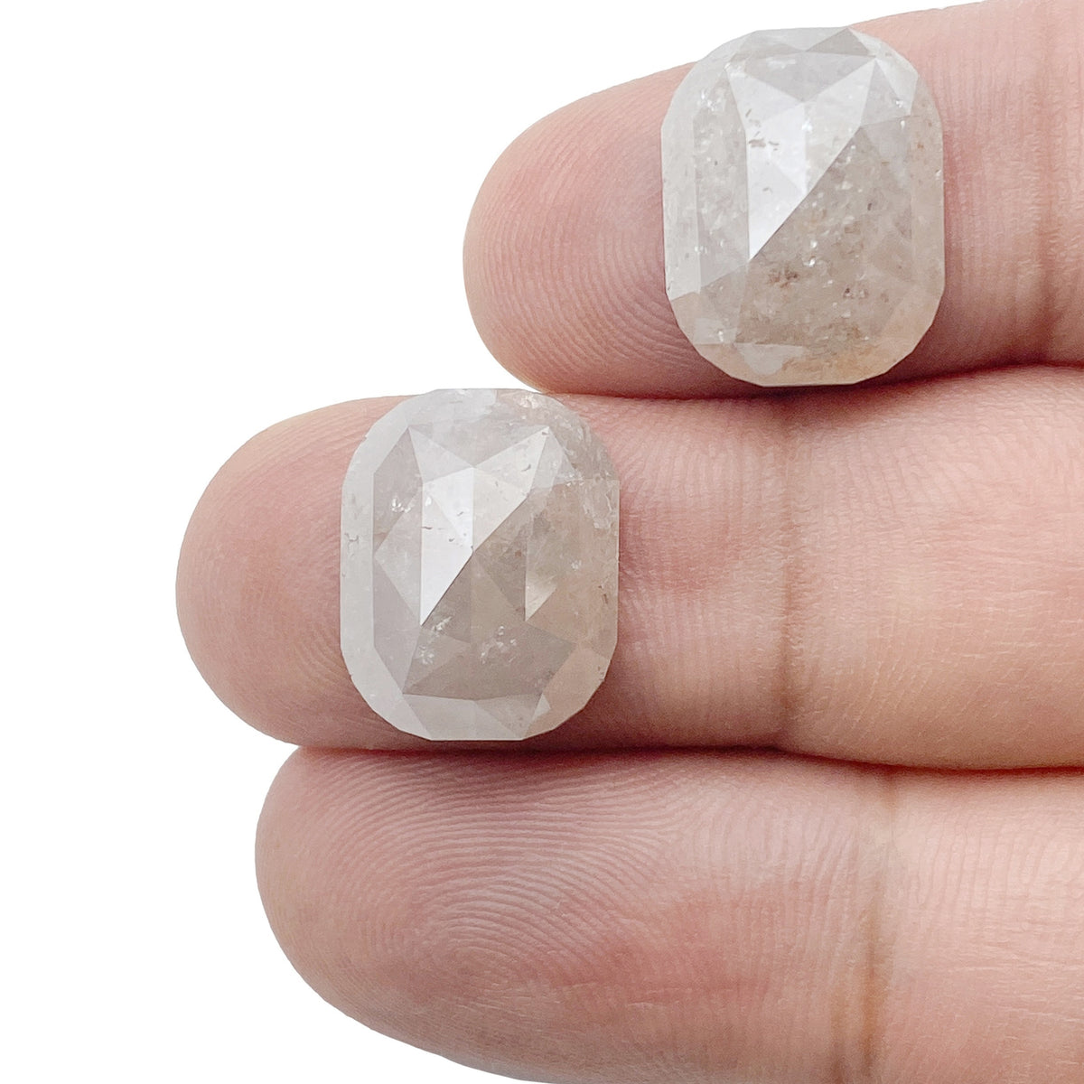 15.44cttw | Salt & Pepper Cushion Shape Brilliant Cut Diamond Matched Pair - Modern Rustic Diamond