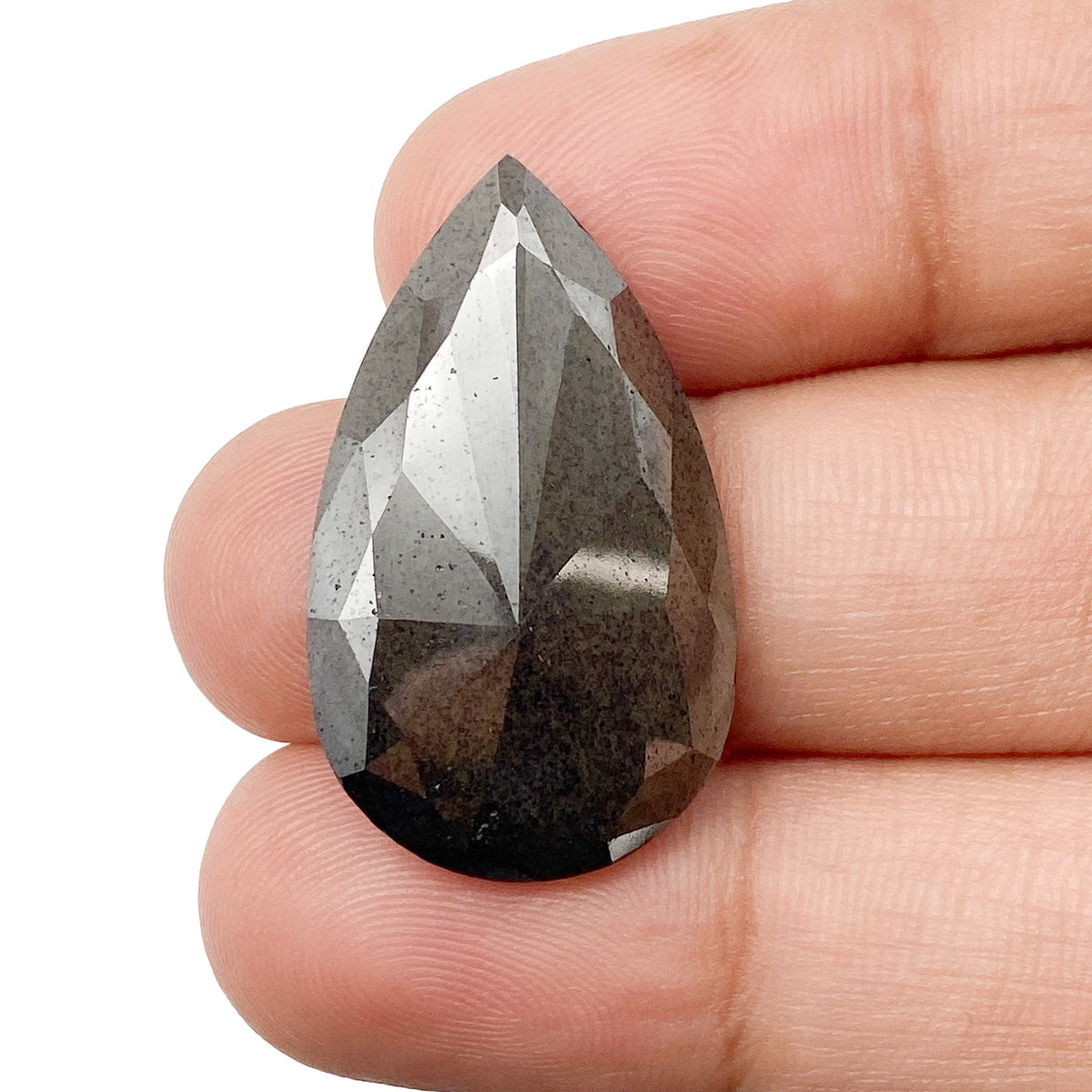 17.37ct | Salt & Pepper Pear Shape Rose Cut Diamond - Modern Rustic Diamond