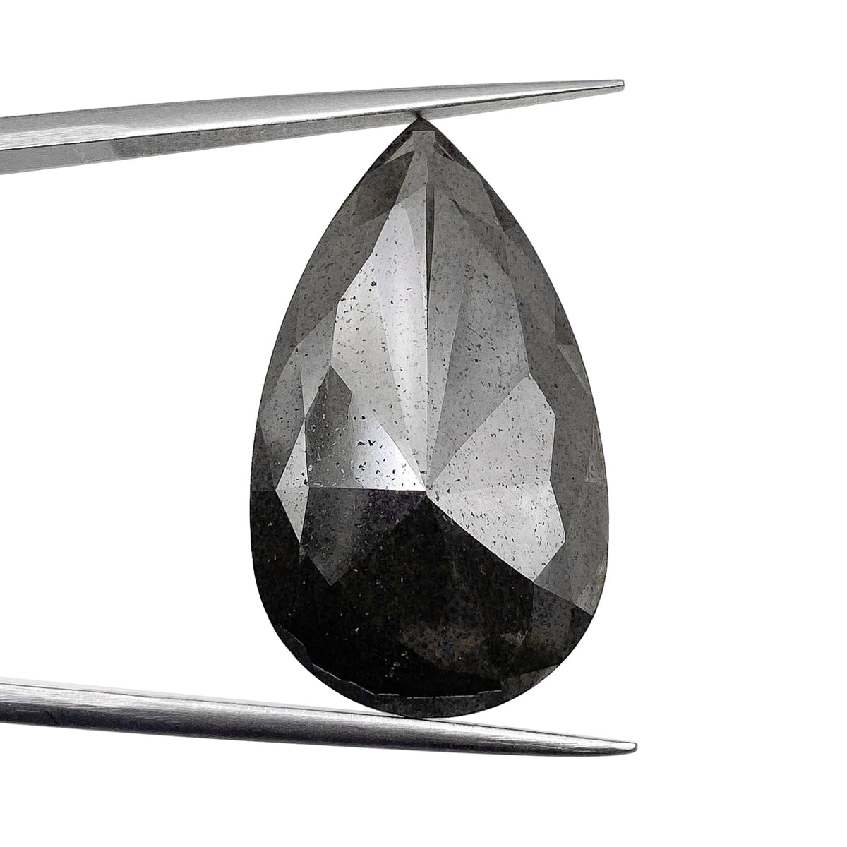 17.37ct | Salt & Pepper Pear Shape Rose Cut Diamond - Modern Rustic Diamond