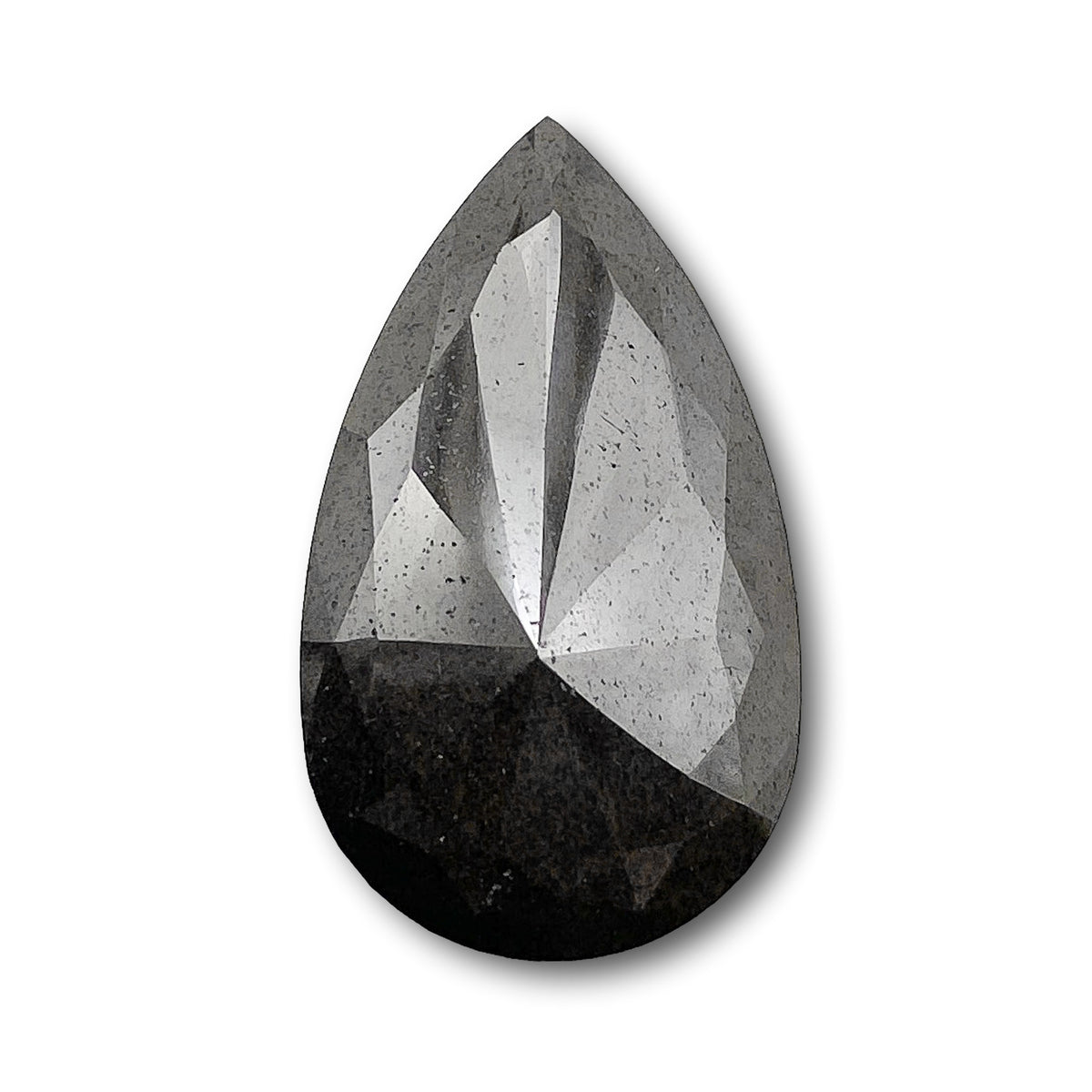 17.37ct | Salt & Pepper Pear Shape Rose Cut Diamond - Modern Rustic Diamond