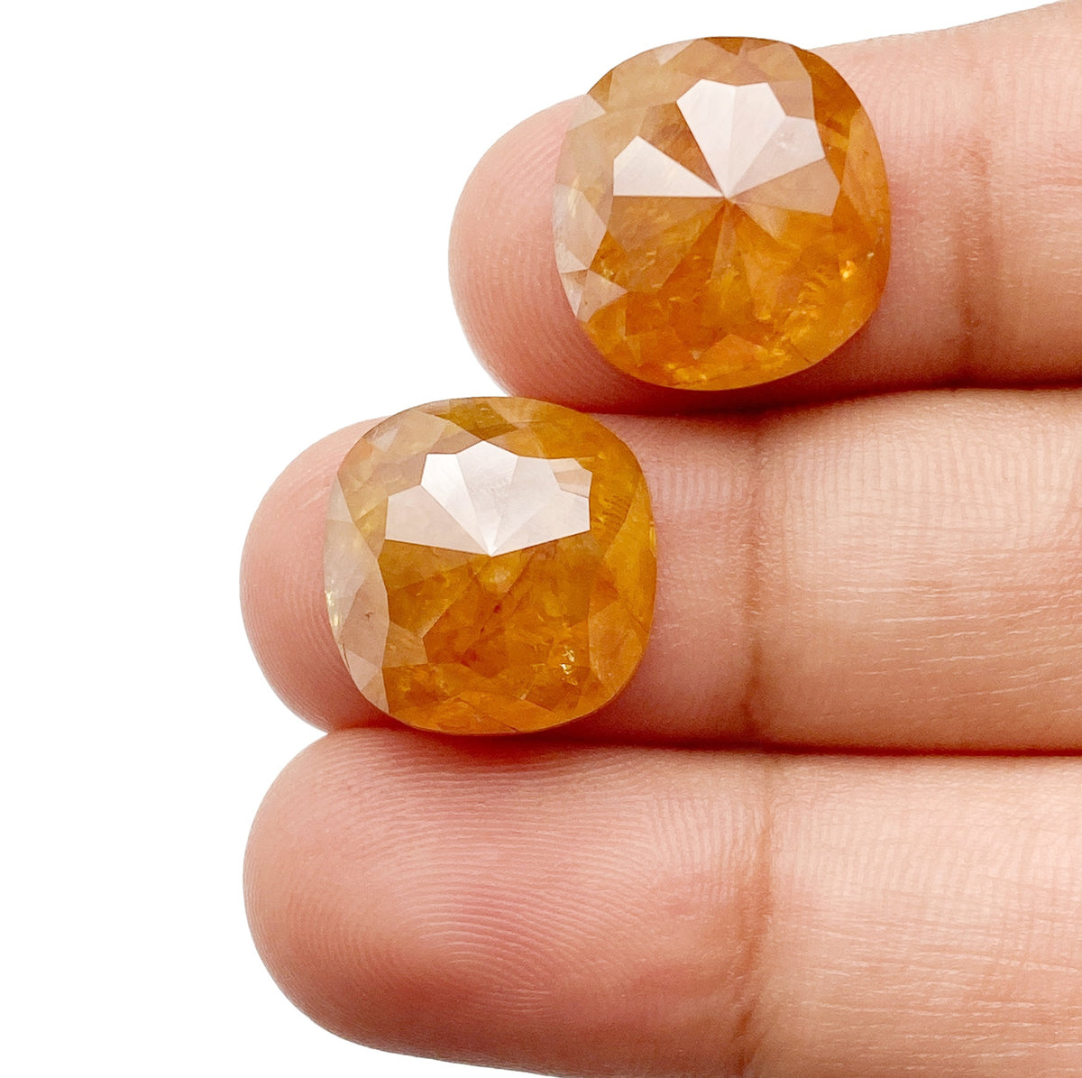 19.94cttw | Salt & Pepper Cushion Shape Rose Cut Diamond Matched Pair - Modern Rustic Diamond