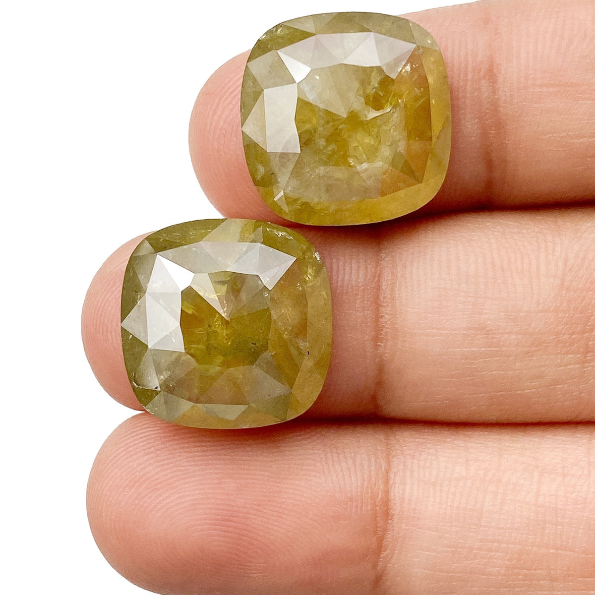 19.95cttw | Salt & Pepper Cushion Shape Rose Cut Diamond Matched Pair - Modern Rustic Diamond