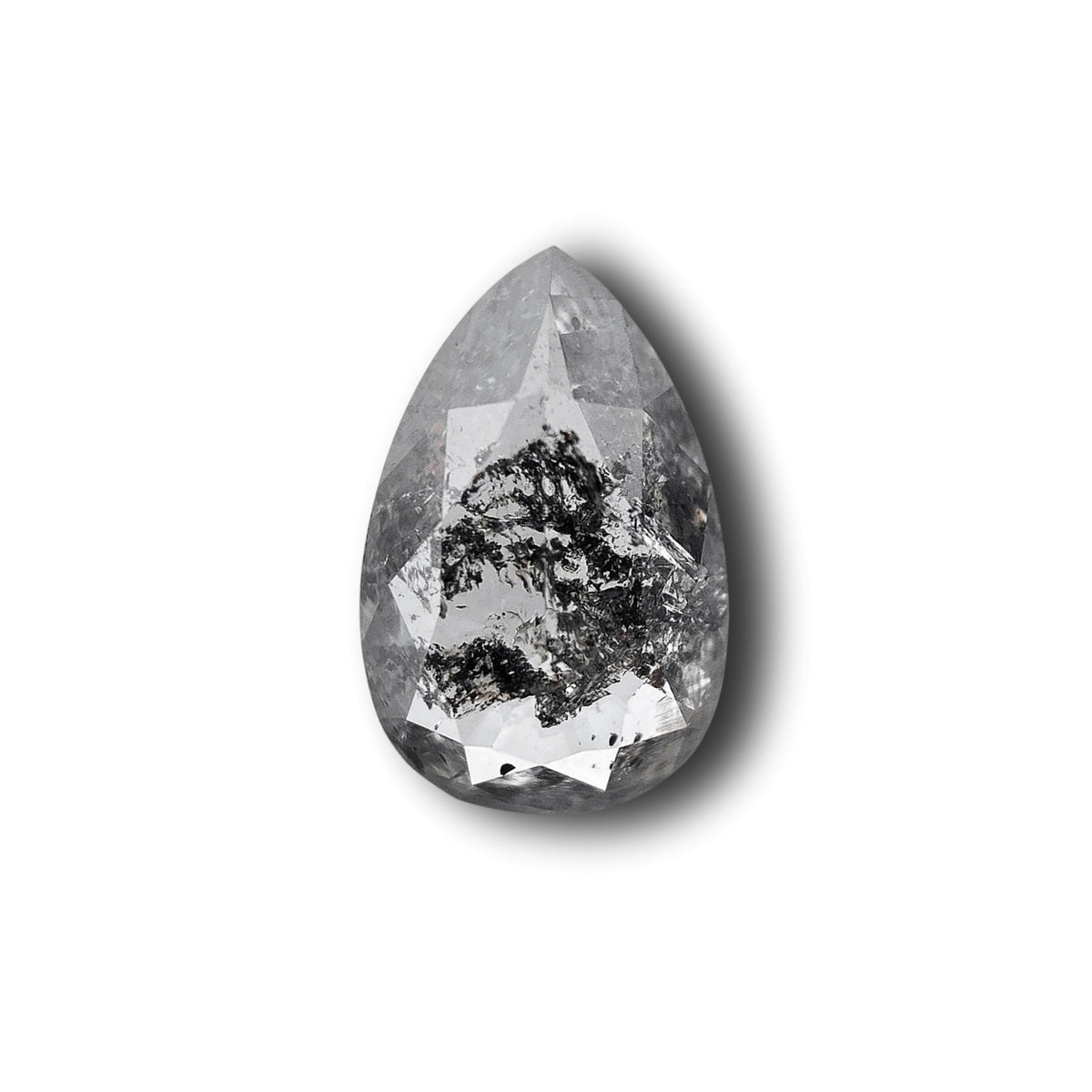 0.81ct | Salt & Pepper Pear Shape Rose Cut Diamond - Modern Rustic Diamond