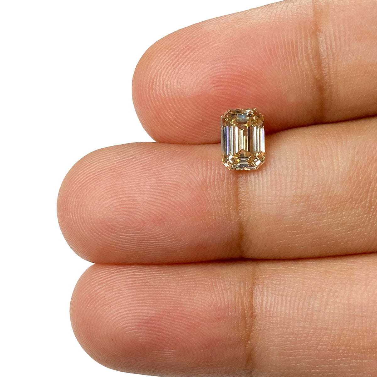 1.00ct | Champagne VS Emerald Shape Brilliant Cut Diamond - Modern Rustic Diamond