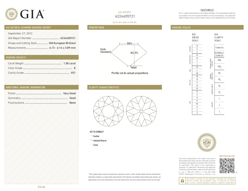 1.00ct | E/VS1 Round Shape Old European Cut Diamond (GIA) - Modern Rustic Diamond