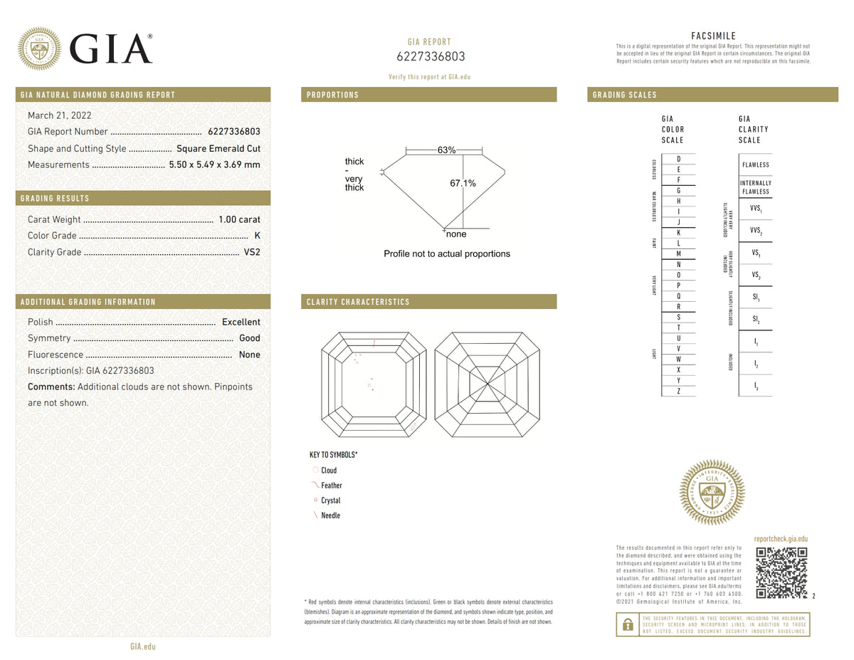1.00ct | K/VS2 Asscher Shape Step Cut Diamond (GIA) - Modern Rustic Diamond