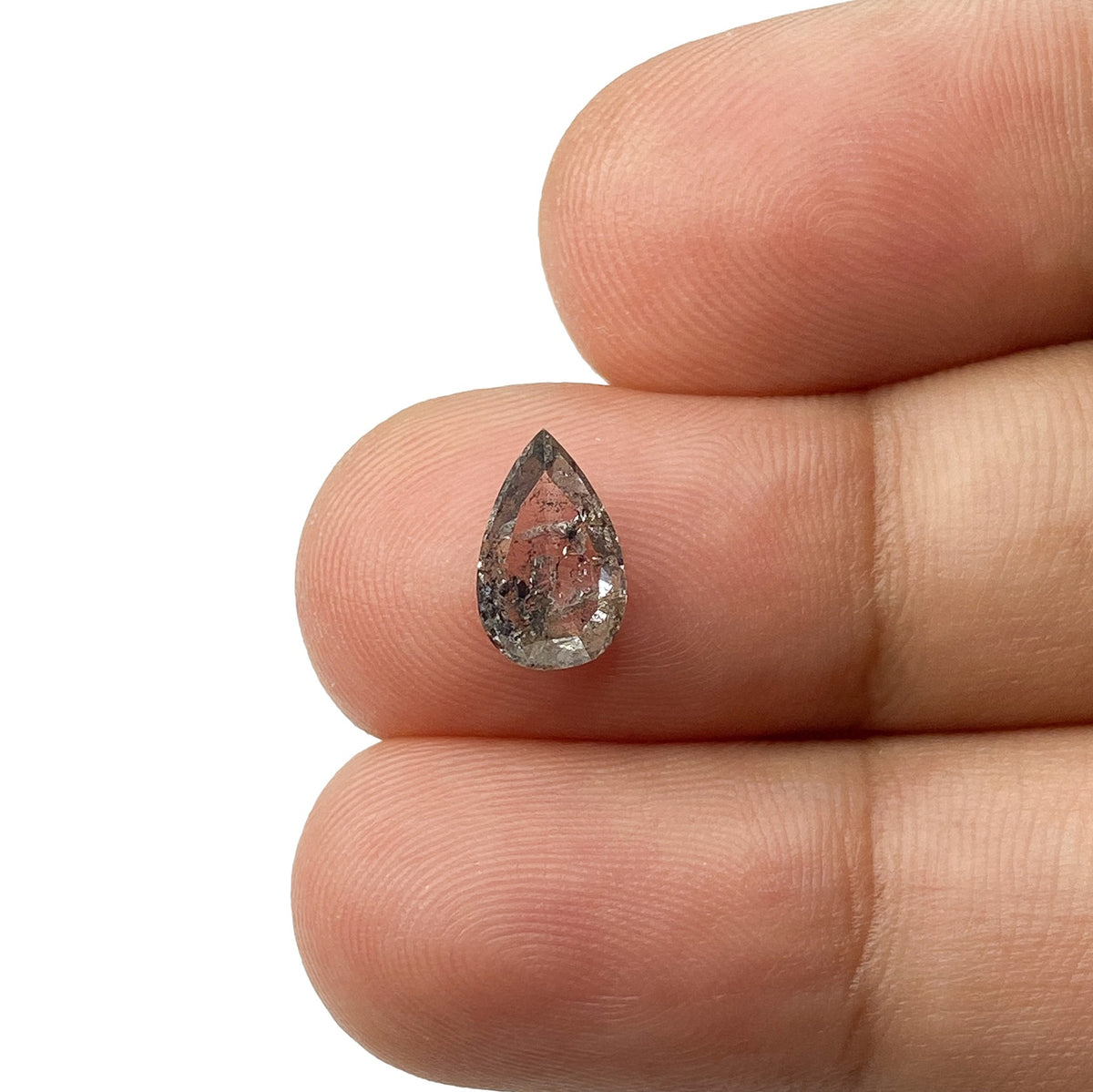 1.00ct | Salt & Pepper Pear Shape Rose Cut Diamond - Modern Rustic Diamond