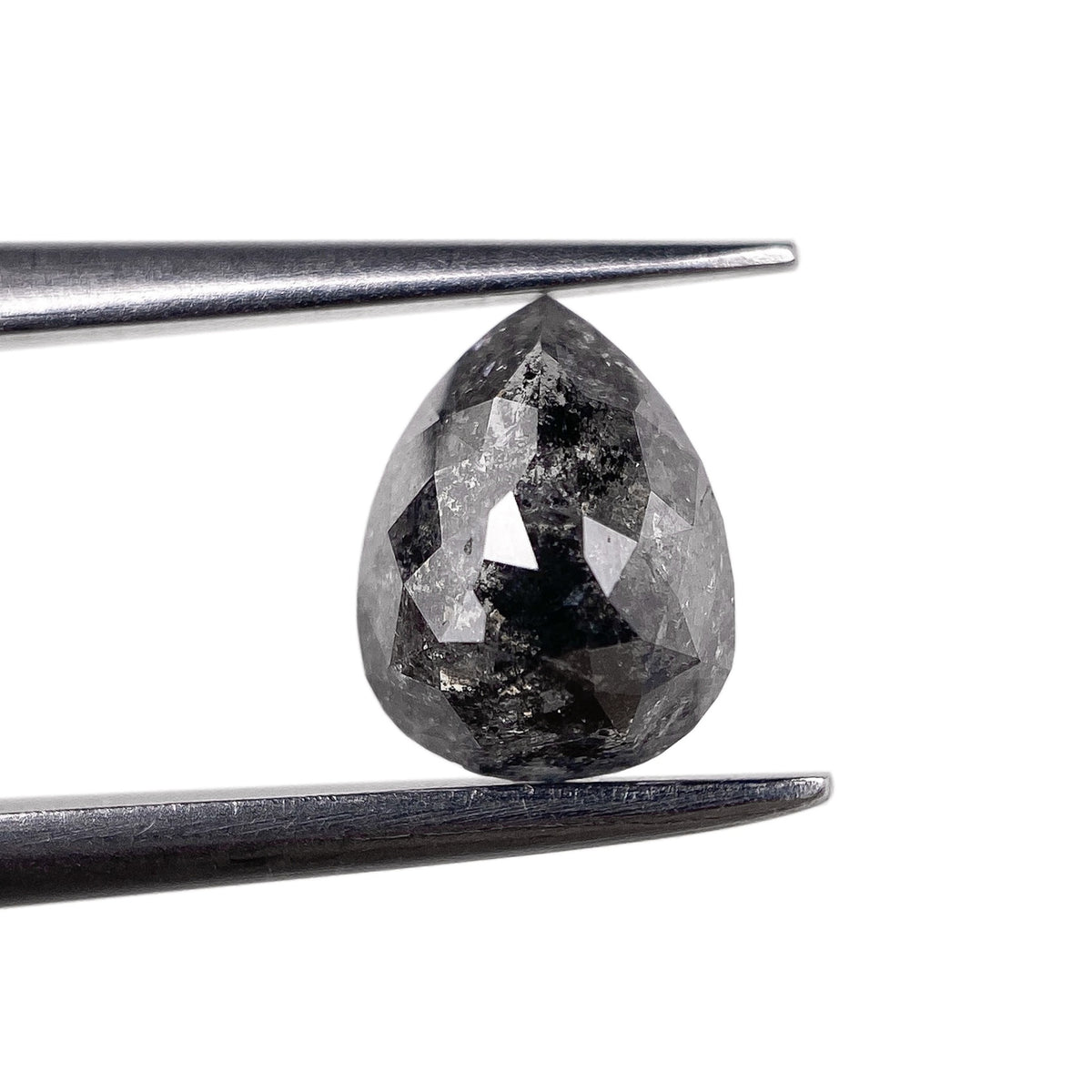 1.00ct | Salt & Pepper Pear Shape Rose Cut Diamond - Modern Rustic Diamond