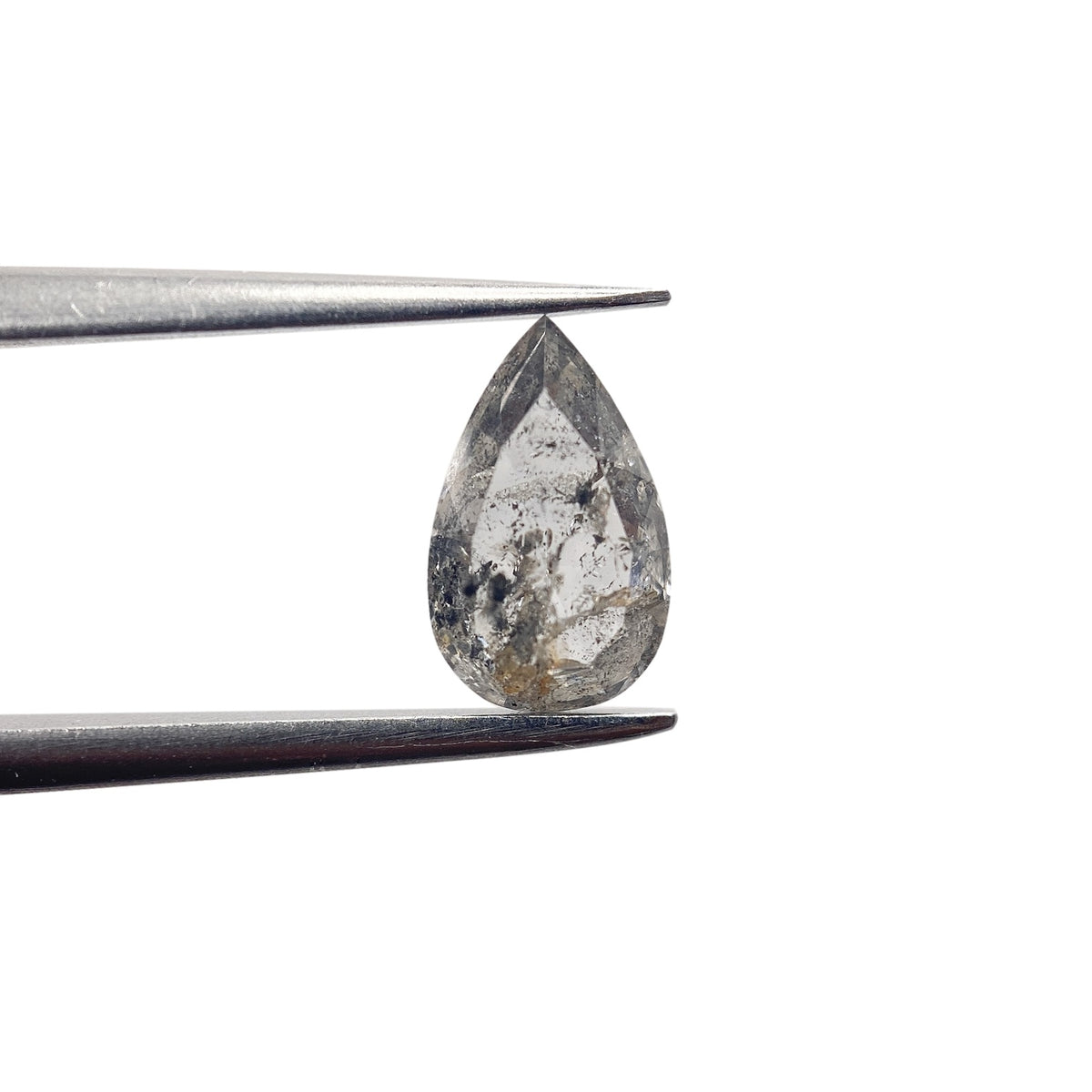 1.00ct | Salt & Pepper Pear Shape Rose Cut Diamond - Modern Rustic Diamond
