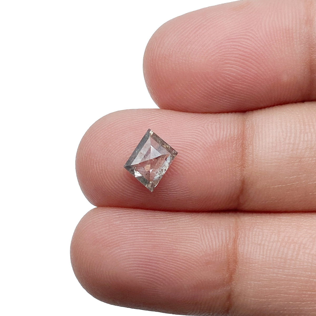 1.00ct | Salt & Pepper Rhomboid Shape Rose Cut Diamond - Modern Rustic Diamond