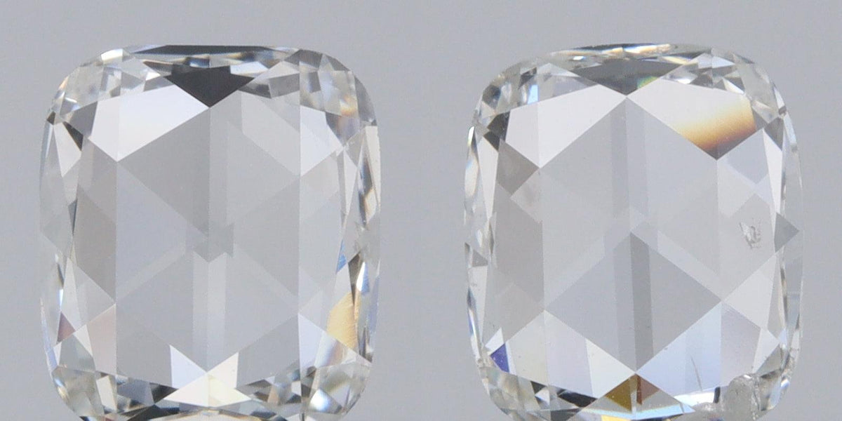1.00cttw | H VS2-SI1 Cushion Shape Rose Cut Diamond Matched Pair - Modern Rustic Diamond