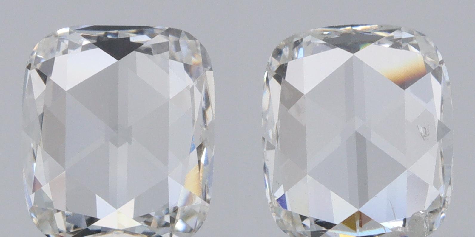 1.00cttw | H VS2-SI1 Cushion Shape Rose Cut Diamond Matched Pair - Modern Rustic Diamond