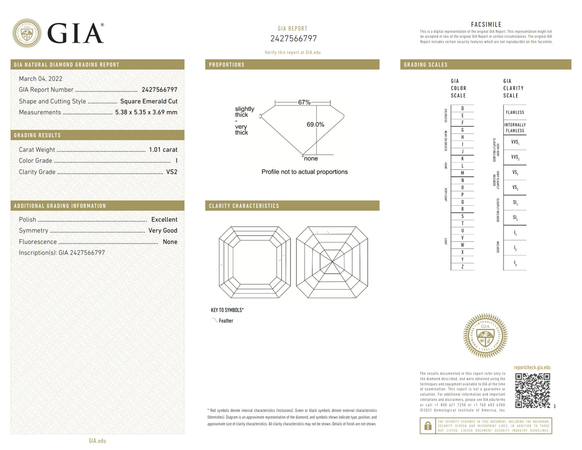 1.01ct | I/VS2 Asscher Shape Step Cut Diamond (GIA) - Modern Rustic Diamond