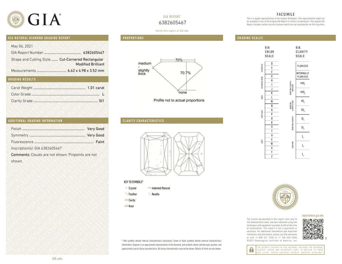 1.01ct | L/SI1 Radiant Shape Brilliant Cut Diamond (GIA) - Modern Rustic Diamond