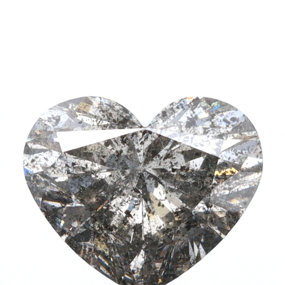 1.01ct | Salt & Pepper Heart Shape Brilliant Cut Diamond - Modern Rustic Diamond