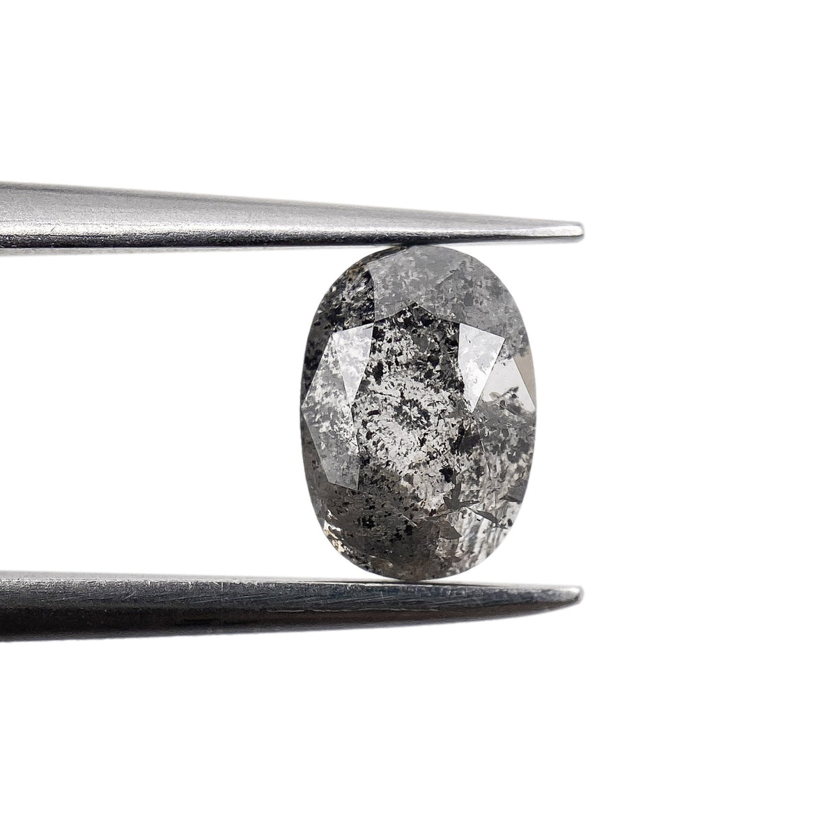 1.01ct | Salt & Pepper Oval Shape Rose Cut Diamond - Modern Rustic Diamond