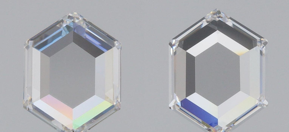 1.01cttw | E VS2 Hexagon Shape Portrait Cut Diamond Matched Pair - Modern Rustic Diamond