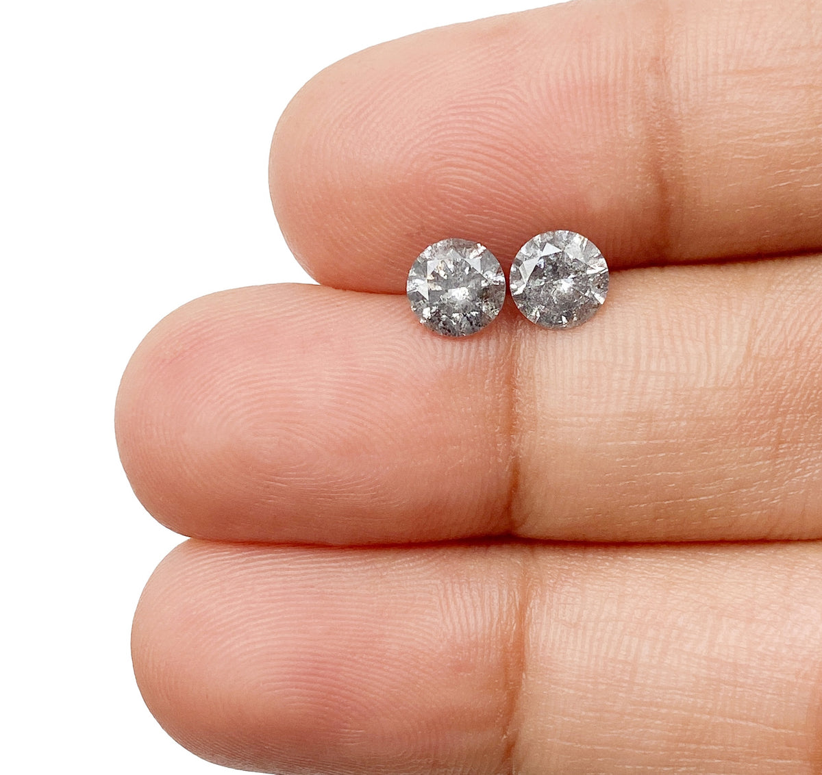 1.01cttw | Salt & Pepper Round Shape Brilliant Cut Diamond Matched Pair - Modern Rustic Diamond