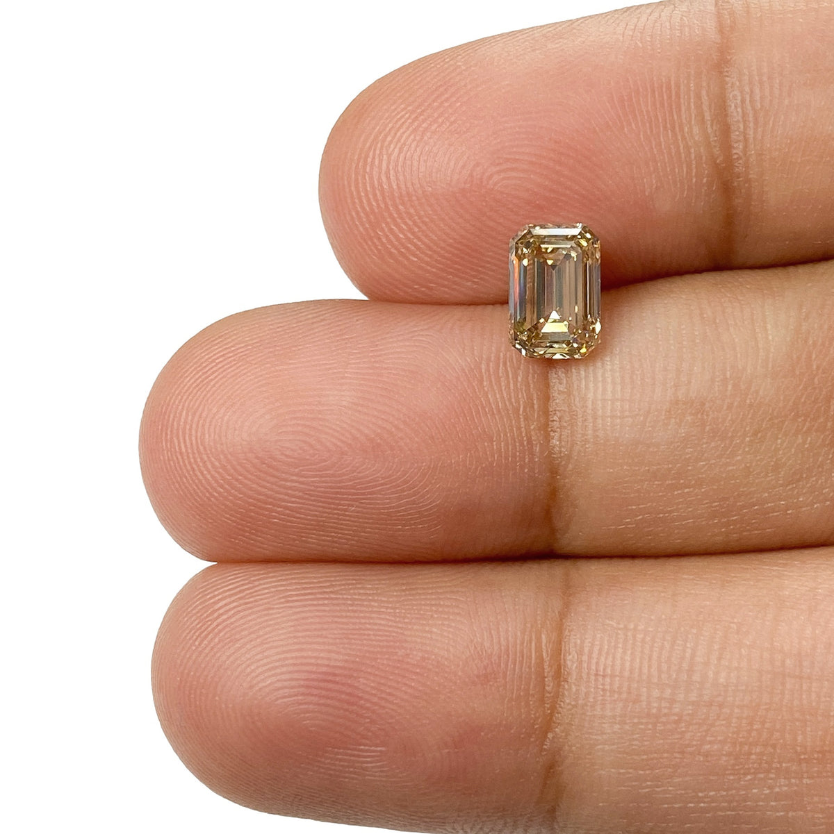 1.02ct | Champagne VS Emerald Shape Brilliant Cut Diamond - Modern Rustic Diamond