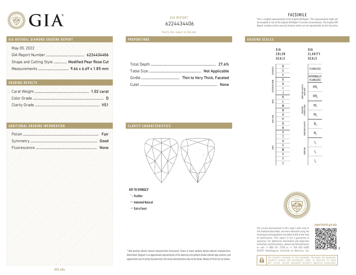 1.02ct | D/VS1 Pear Shape Rose Cut Diamond (GIA) - Modern Rustic Diamond