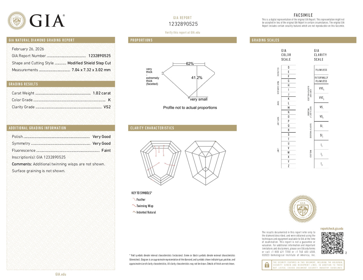 1.02ct | K/VS2 Shield Shape Step Cut Diamond (GIA) - Modern Rustic Diamond